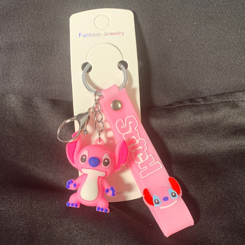 Super cute pink stitch themed keychain